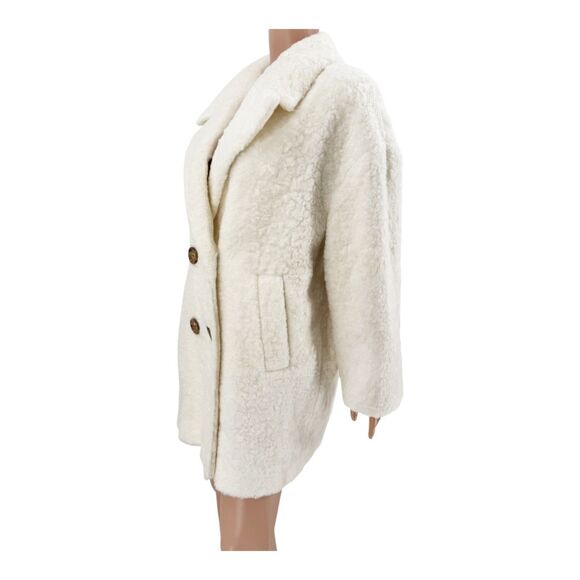 Kate Spade Coat Teddy Faux Fur Double Breasted Cream Size M NWT $498 - Picture 8 of 11